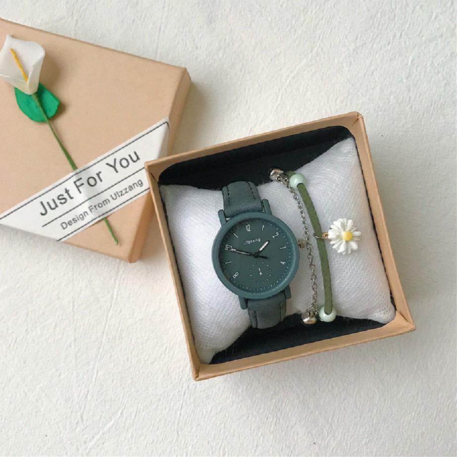 Jam Tangan Quartz Strap PU Analog Casual Gaya Retro Wanita & Pria Ulzzang Watch Korean Fashion JF083-ABU ABU TUA