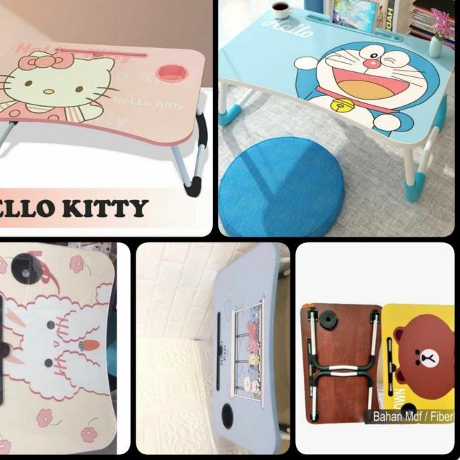 ➦ MEJA LIPAT BELAJAR ANAK PORTABLE LAPTOP MEJA SEKOLAH / MEJA KOMPUTER - KAYU BLACK ✭