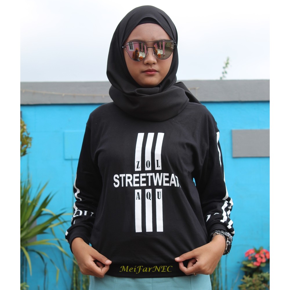 Atasan Muslim Wanita Kaos Zolaqu Hits Baju Lengan Panjang Kaos Zolaqu Warna Hitam