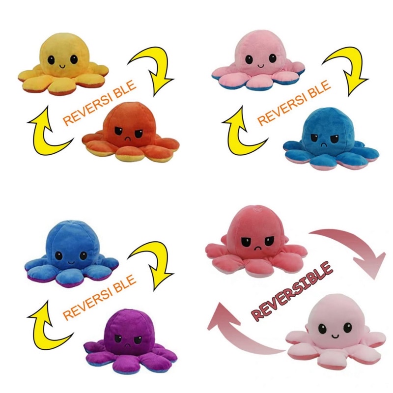 Boneka Gurita Octopus Halus Bolak - Balik Dua Sisi Reversible