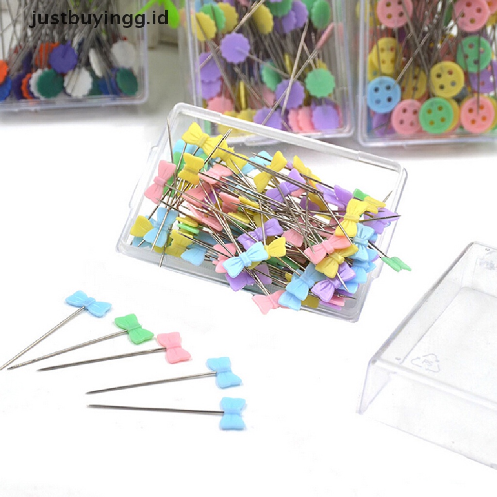 (Justbuyingg.Id) 100pcs / Set Jarum Pentul Kepala Bunga / Kancing Untuk Peralatan Jahit / Quilting Diy