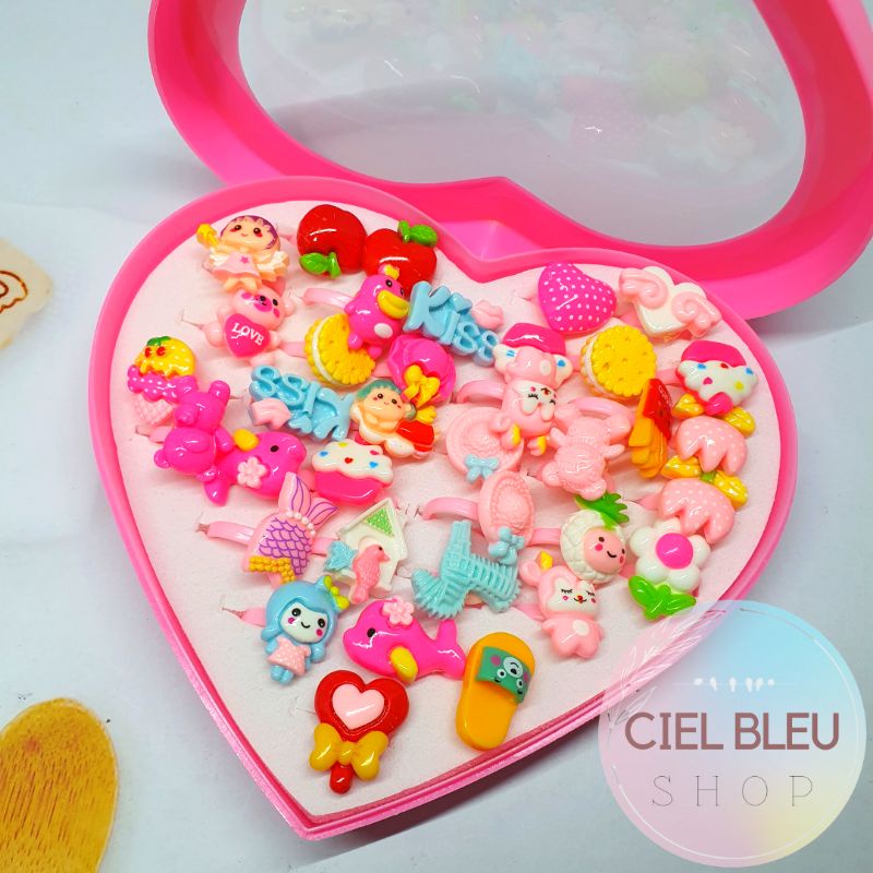 (ISI 36 PCS) CINCIN BOX ANAK KARAKTER KIDS RINGS / CINCIN MAINAN LUCU Cincin Karakter KOTAK / CIEL BLEU SHOP