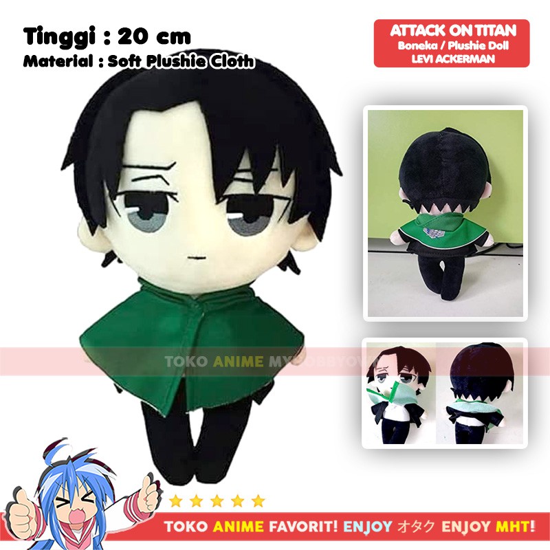 Boneka Attack On Titan AOT Levi Eren Mikasa Anime Plushie Doll Shingeki  no Kyojin SNK