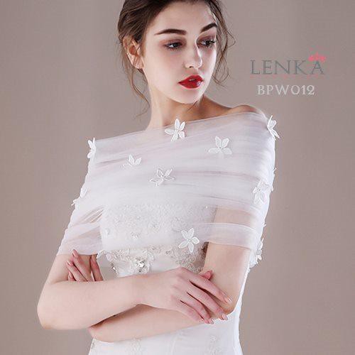 [BISA COD] BRIDAL BOLERO PESTA PERNIKAHAN SABRINA BROKAT PUTIH BPW012