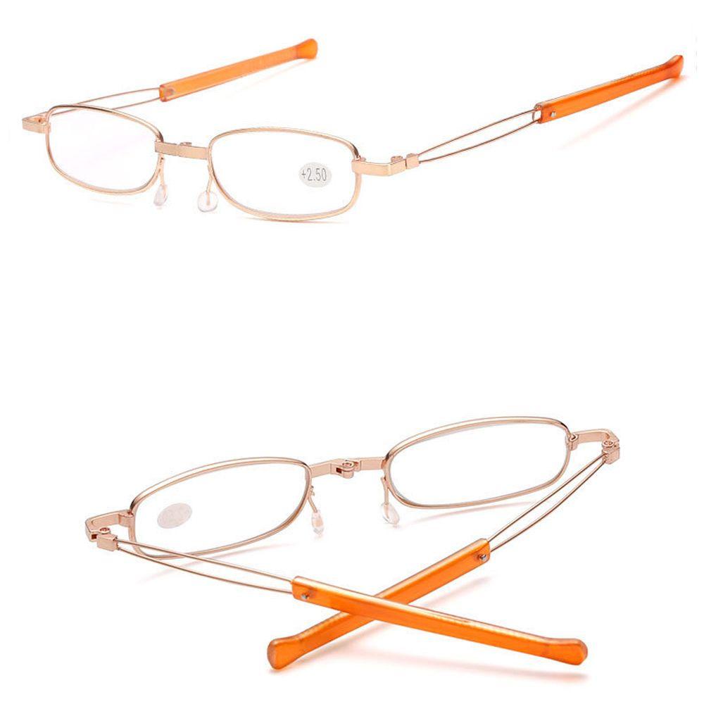Mxbeauty Kacamata Baca Lipat Portable Ultralight Vision Care Teleskopik Dengan Tabung Case Emas Frame Kacamata Komputer