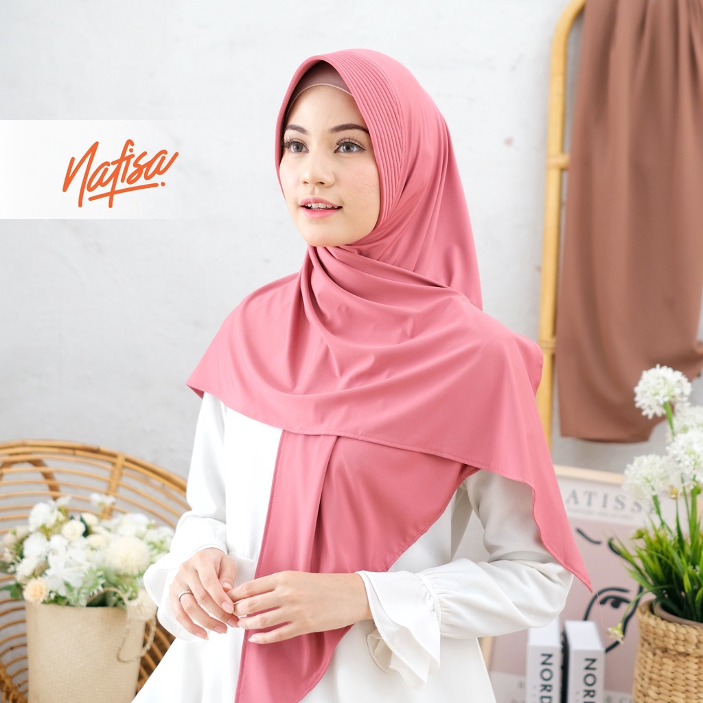 Jilbab Instan Belah Tengah Nafisa DAVIRA | Hijab Instan Bergo Pad Kecil Kerudung Segitiga Khimar