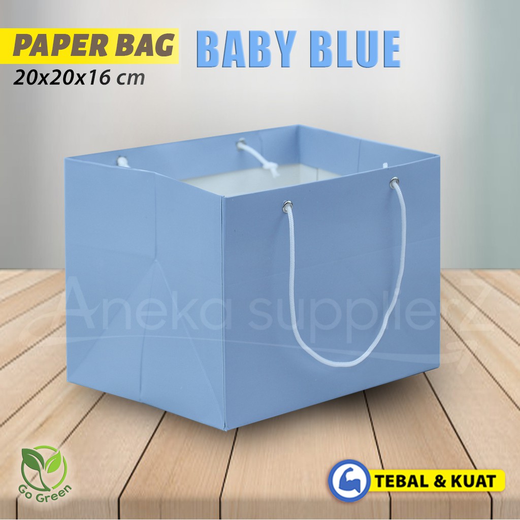 

Paper Bag Kue Cake Box - BABY BOY - BLUE BIRU | 20x20x16 cm (10pc)