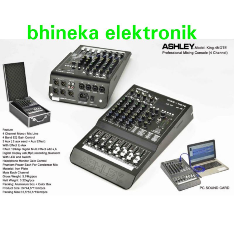mixer ashley king4 note king 4 note 4 channel bluetooth usb