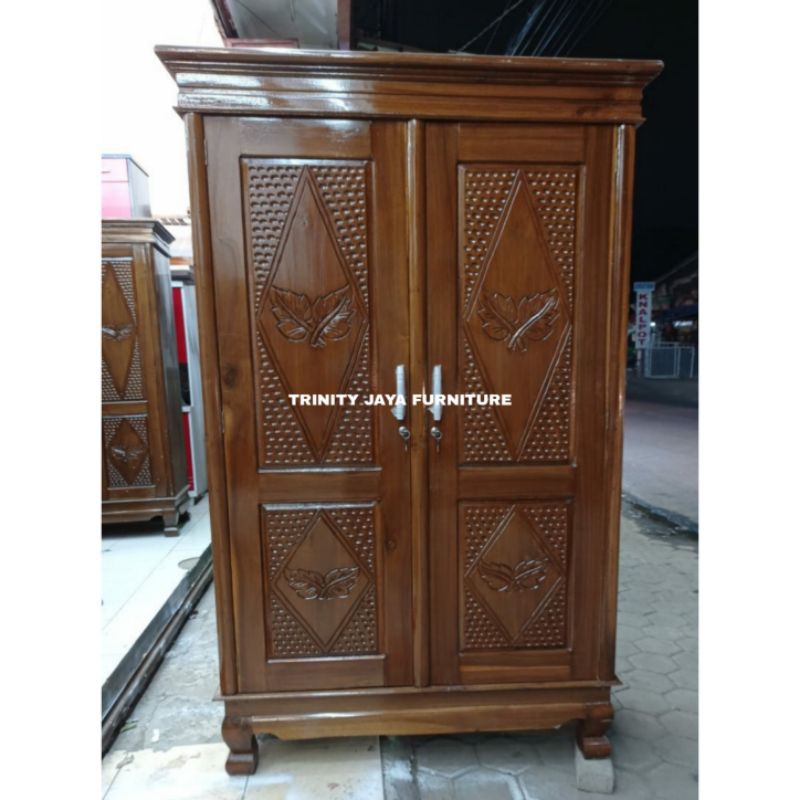 Lemari Pakaian Lemari Baju Kayu Jati 2 Pintu/Trinityjayafurniture