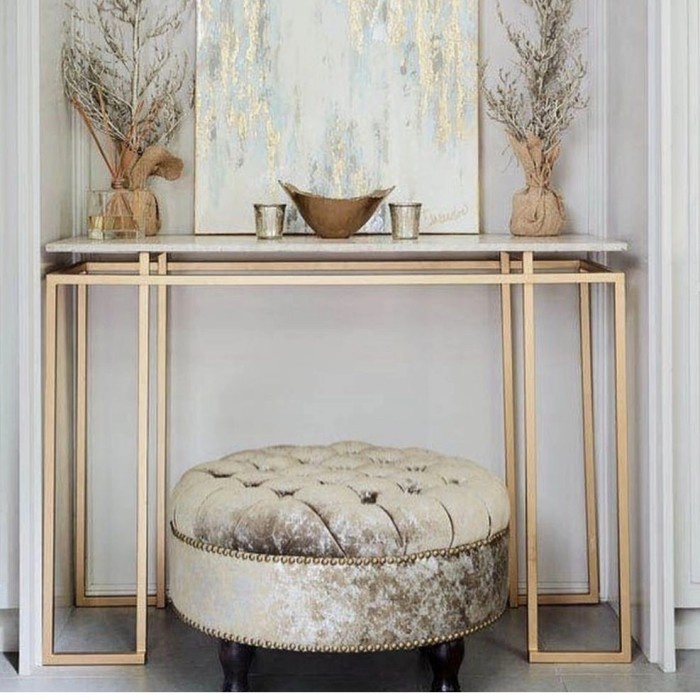 Meja Konsol Table Gold / Meja Konsol Minimalis Marmer Carara