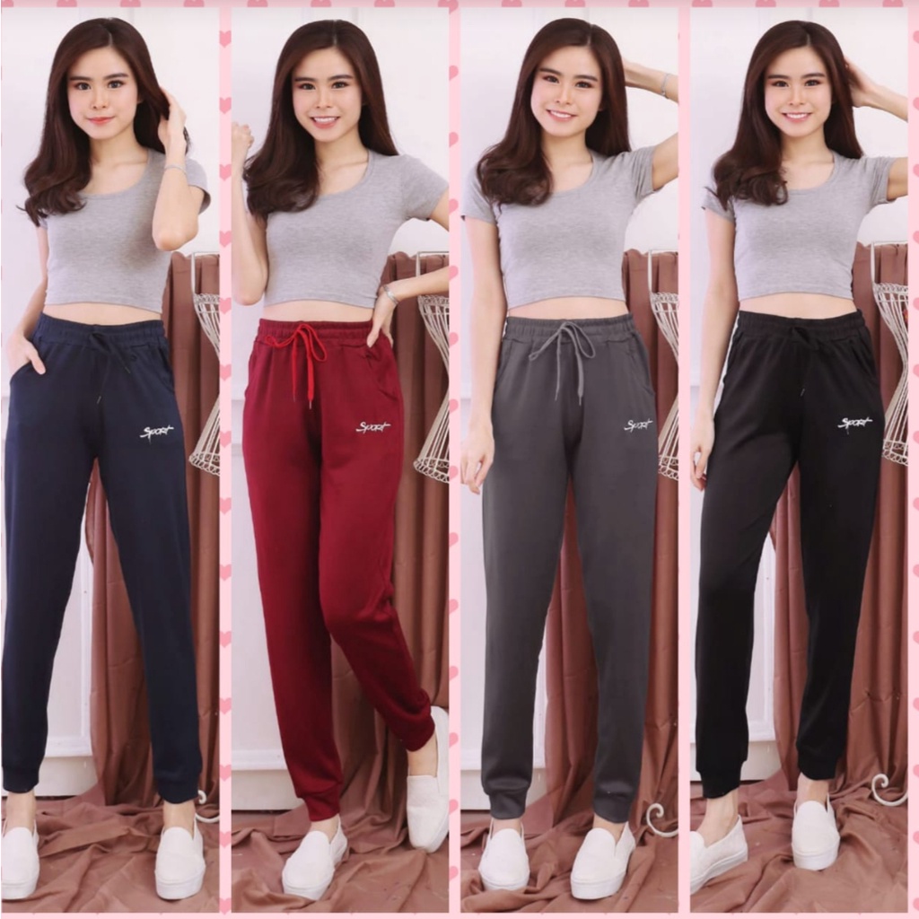 Celana Jogger Wanita Import (one size fit to XXXL) Premium 9318