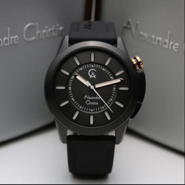 ALEXANDRE CHRISTIE AC8632 BLACK LIST ROSEGOLD RUBBER PRIA+LIGHT. ORIGINAL GARANSI RESMI 1 TAHUN