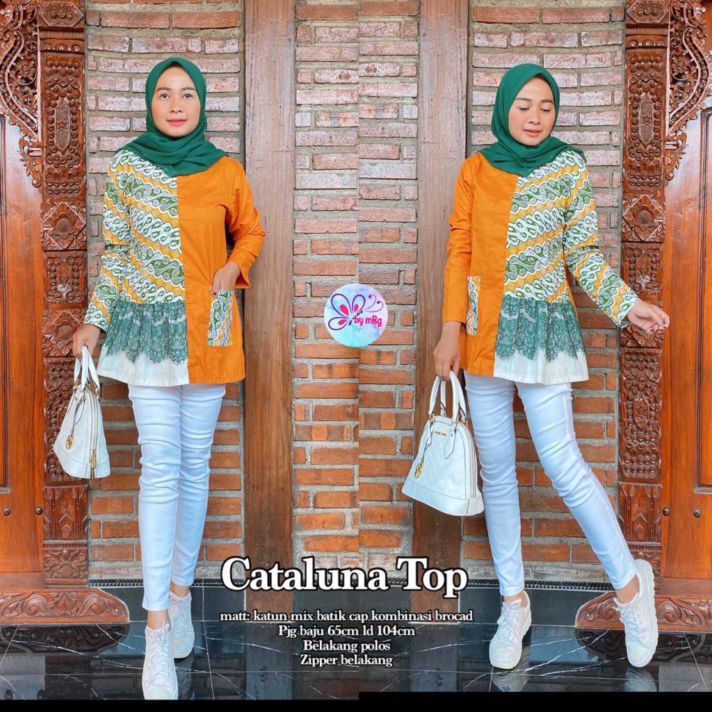 CATALUNA TOP batik kerja wanita modern/atasan batik wanita modern kerja/ Blouse batik atasan batik