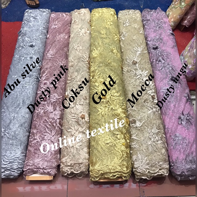 Tulle 3D mutiara / brokat 3D mutiara.