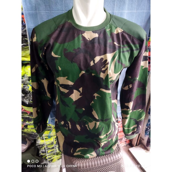 KAOS LENGAN PANJANG LORENG MANVINAS BAHAN KATUN BANTALAN HIJAU