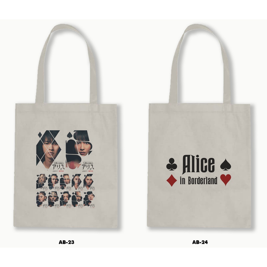 Tas Tote Bag Resleting Kanvas/Blacu  - Alice In Borderland / Netflix Series .02