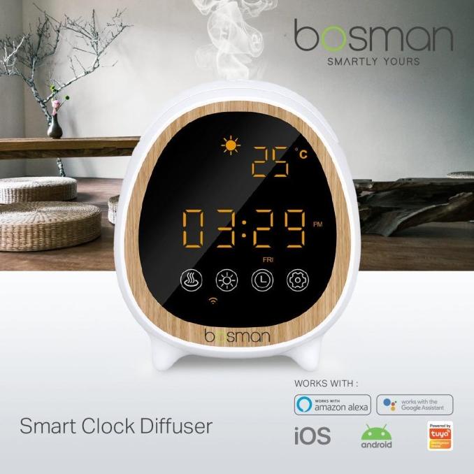BOLEH DROPSHIP Bosman Smart Clock Diffuser - Aroma Terapi | Wifi | Smart Home