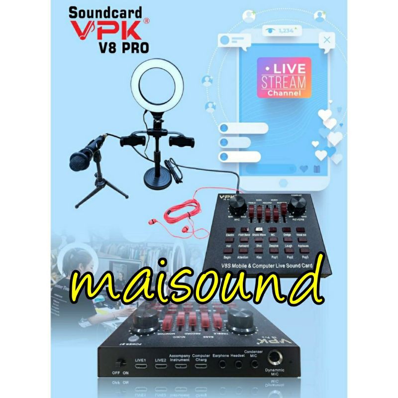 PAKET REKAMAN SOUNDCARD MIC VPK V8 PRO RECORDING VPK V8PRO ORIGINAL