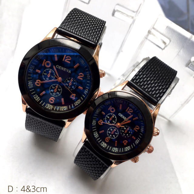 [DG] Jam Tangan Couple Rubber Geneva Chrono Off (SUDAH SEPASANG)