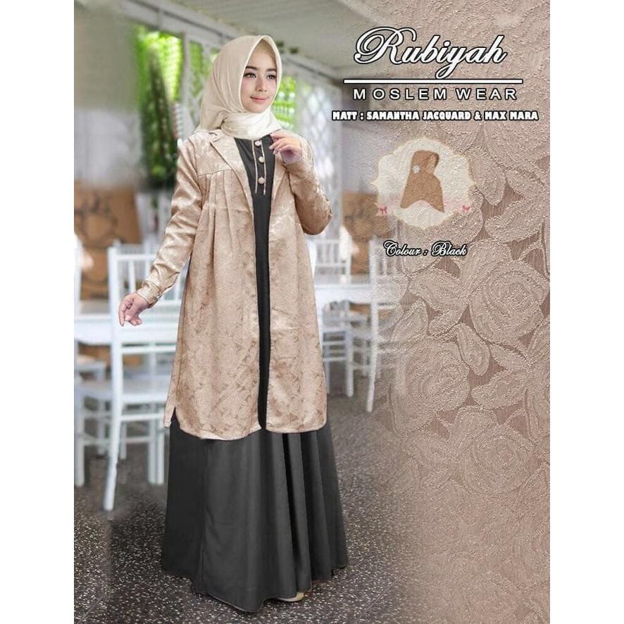 JUAL Rubiyah set hitam,setelan hijab syari gamis kantor,baju muslim wanita FREE ONGKIR