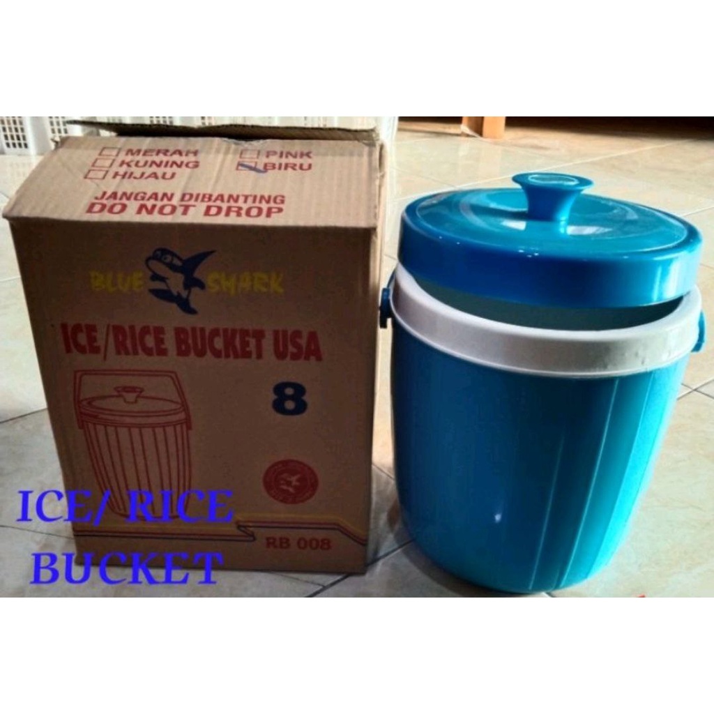 BLUE SHARK RICE BUCKET 8 LITER / TEMPAT ES / TEMPAT NASI 8LITER [gerai]