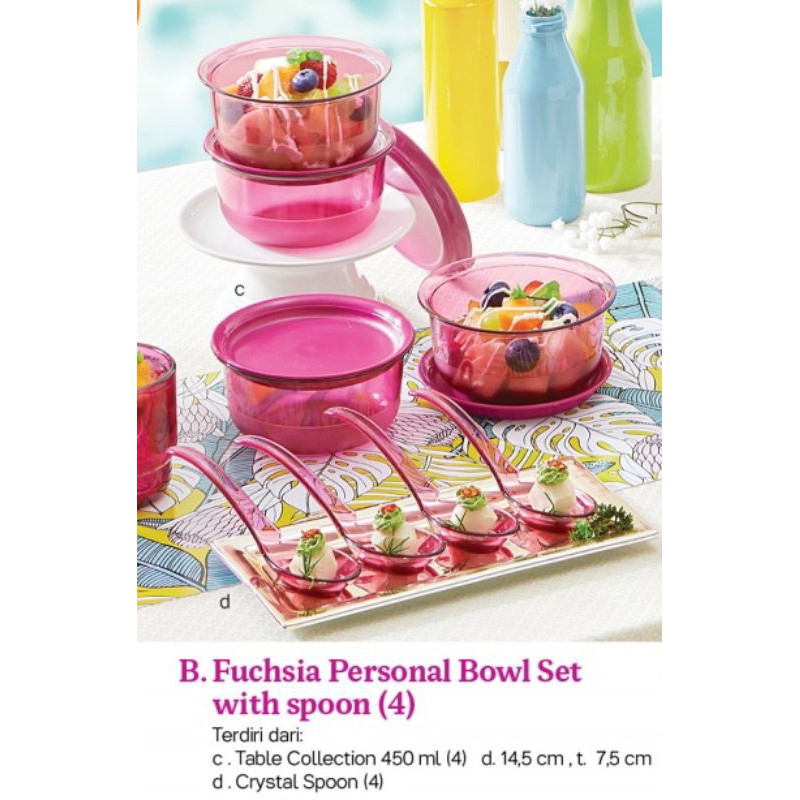Fuchsia Personal Bowl Set With Spoon Mangkuk + Sendok