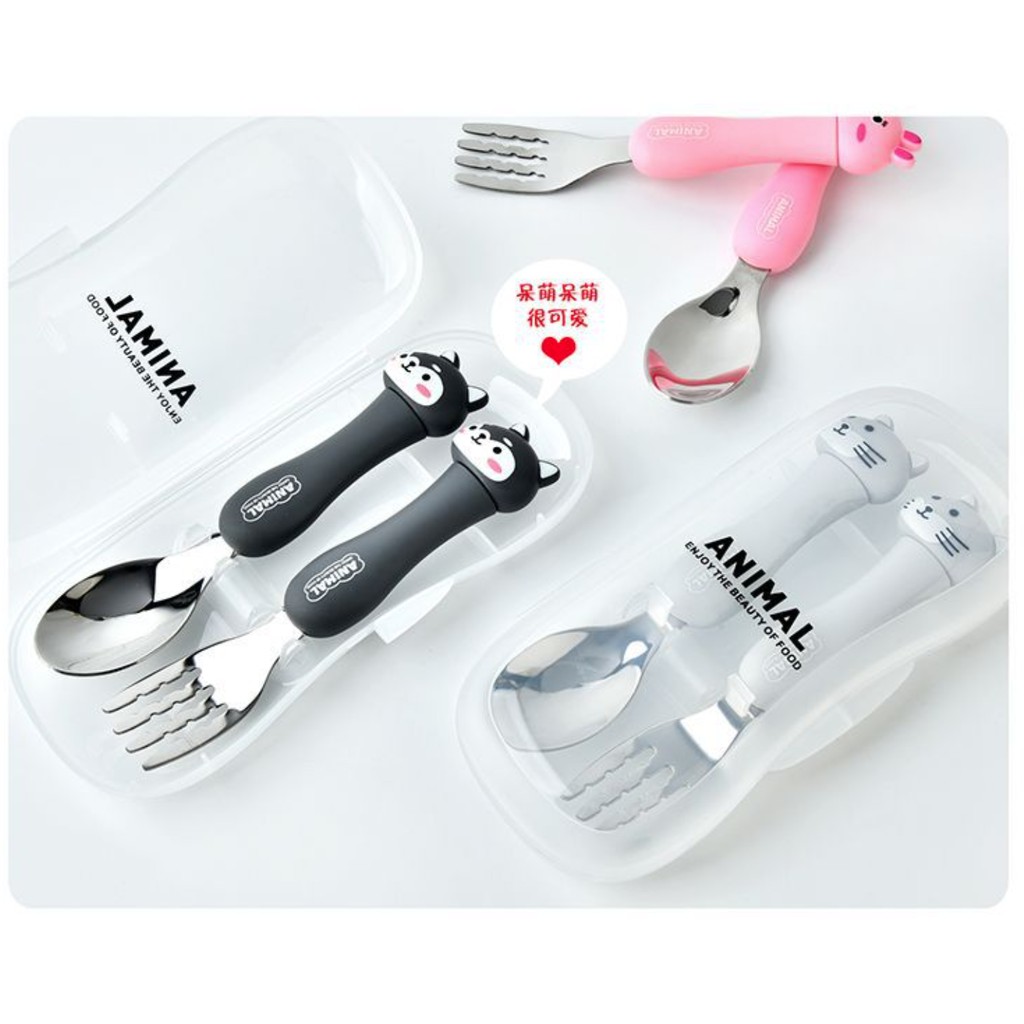 Alat makan Sendok Garpu Set Anak 304 SUS Stainless Steel Animal Series