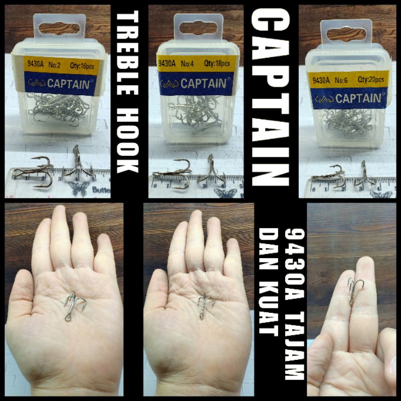 CAPTAIN TREBLE HOOK 9430A PANCING CABANG 3 KAIL MINNOW KAIL UMPAN KAIL RAPALA KAIL 3 KAIL CAPTAIN KA