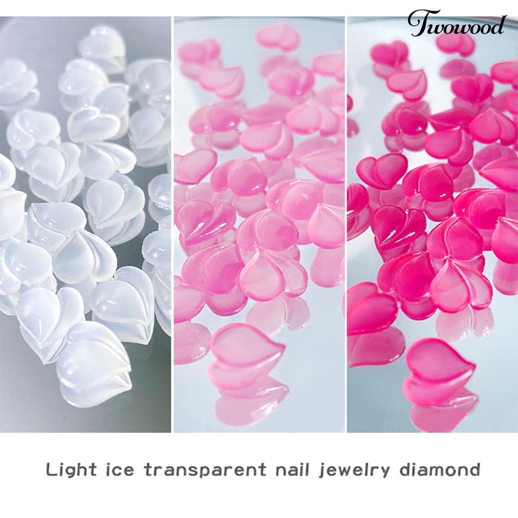 Twowood 50Pcs / Set Ornamen Hati 3D Berubah Warna Untuk Dekorasi Nail Art