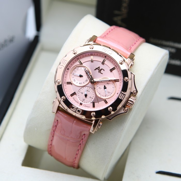 ALEXANDRE CHRISTIE AC 9205 ROSEGOLD PINK WANITA KULIT. ORIGINAL