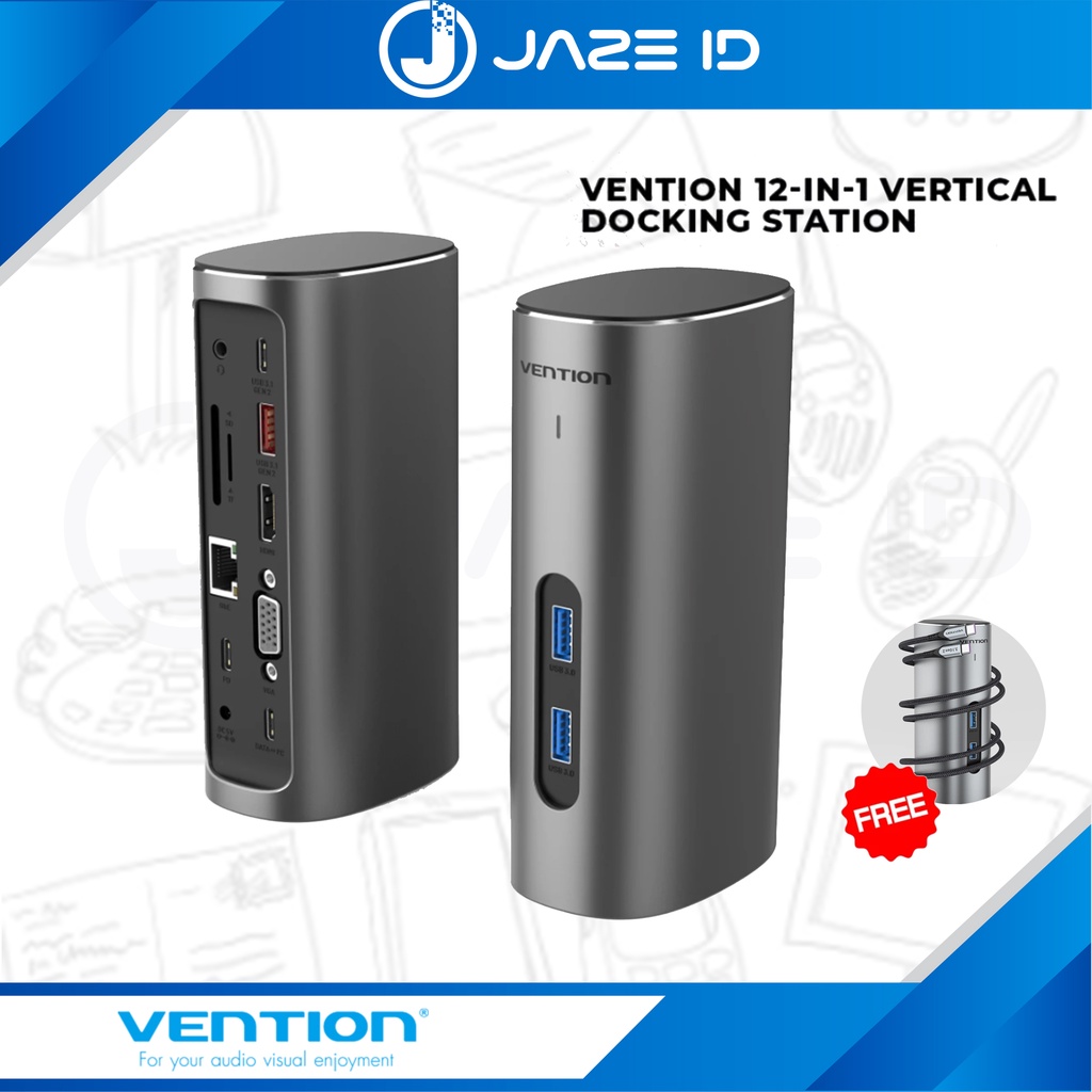 Vention Multiport Vertical Docking Usb Type C 3.1 HDMI VGA PD RJ45 LAN