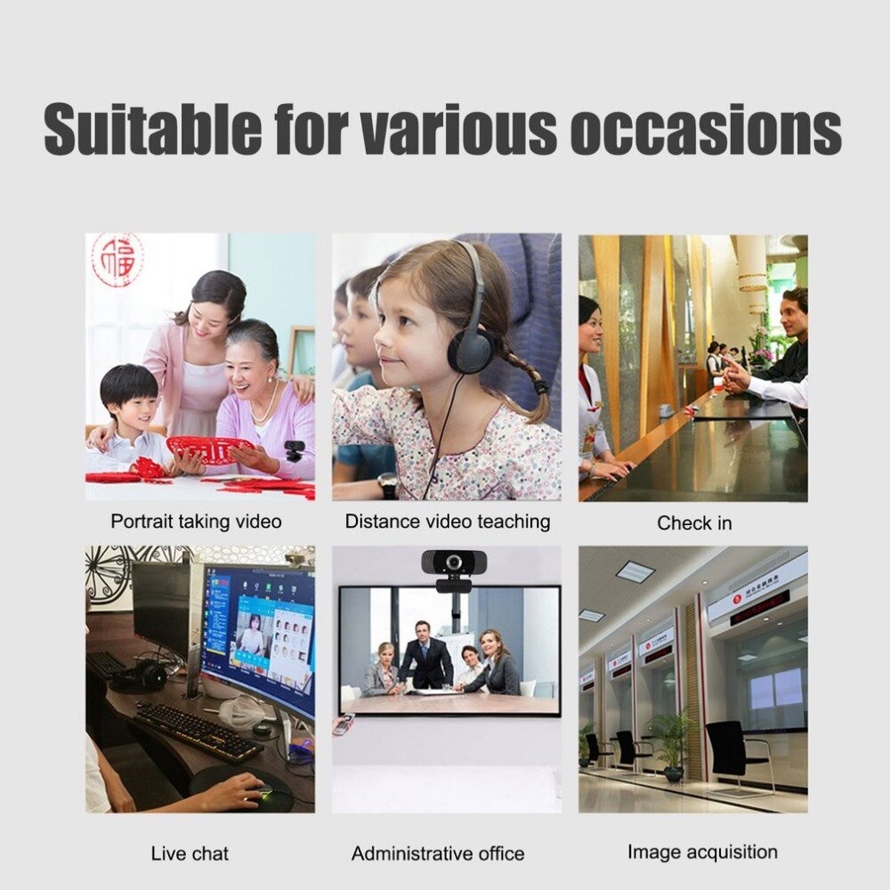 Taffware HD Webcam Desktop PC Laptop Video Conference 1080P with Microphone  B3 - Black