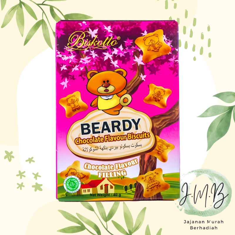 

BISKITOP - BISKOTO BEARDY 40gr Biskuit Anak Dewasa Enak Renyah Biscuit Rasa coklat cokelat Terbaru