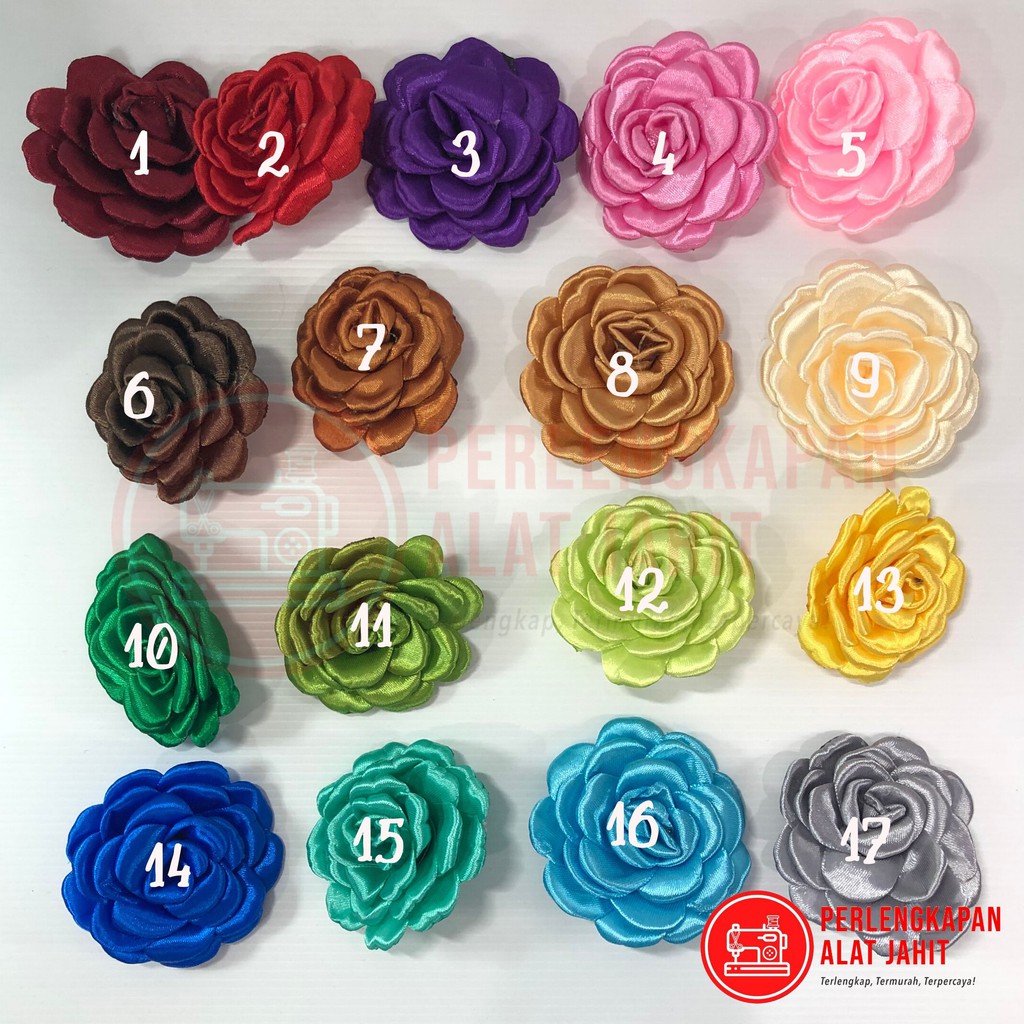 BUNGA SATIN MAWAR, Aplikasi bunga, Aplikasi Baju, Aplikasi DIY, Aplikasi tempel, Bunga tempel