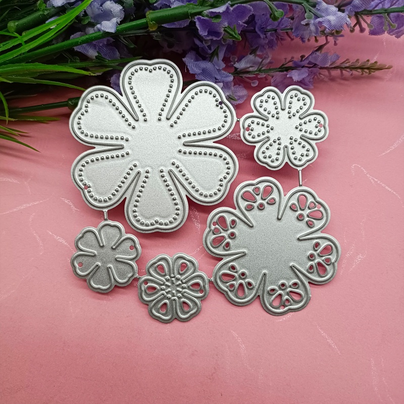 Cetakan Stensil Cutting Dies Motif 6 Kelopak Bunga Bahan Metal Untuk Scrapbook / Craft DIY