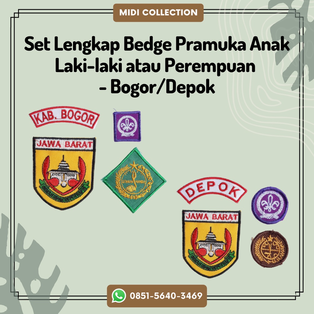Set Lengkap Bet/Bedge Pramuka Anak Laki-laki/Perempuan SIAGA Kabupaten BOGOR atau DEPOK