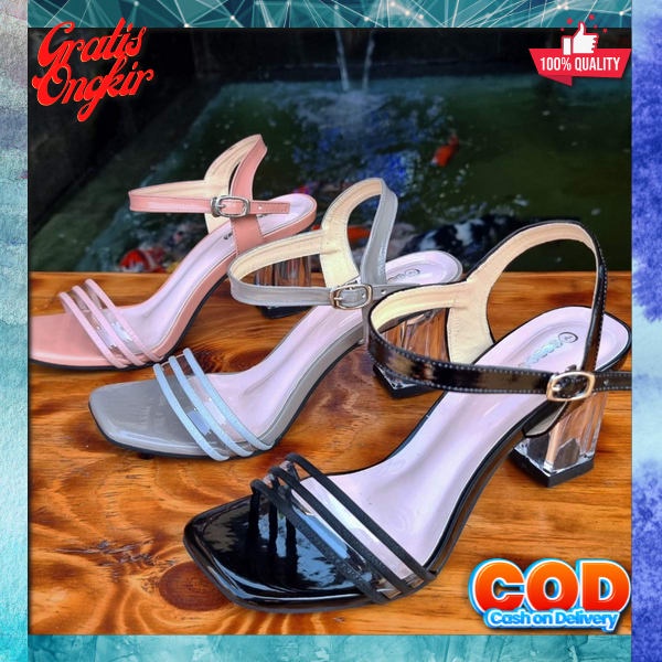 Sandal High Hells Wanita Import Sandal Hak Kaca Wanita Sandal Kelsey 3265-1 K Hils Kekinian Import S