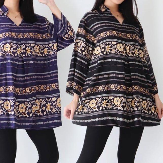 ► BLOUSE ATASAN WANITA BIG SIZE JUMBO XL XXL XXXL BAJU BATIK IBU HAMIL KERJA KANTOR KATUN RAYON 5121