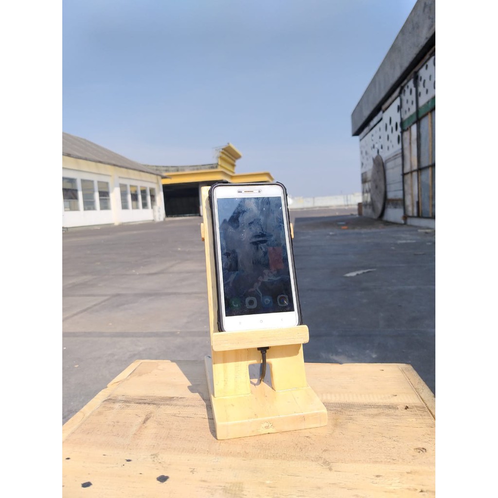 Stand Holder Phone Kayu Pinus Unik / Dudukan Hp Kayu Pinus / stand Handphone Kayu / Phone Holder