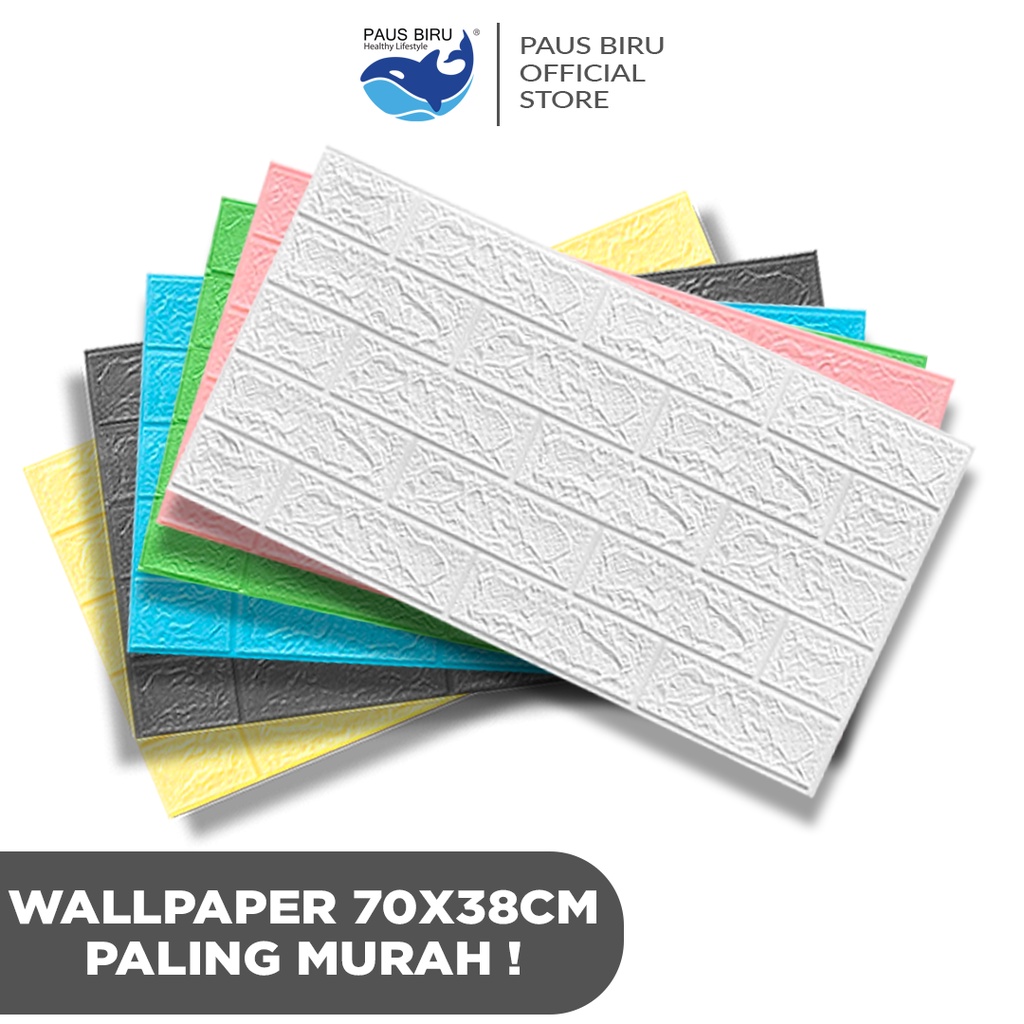 Paus Biru - Wallpaper Dingding 3D Foam Motif Batu Bata 70 x 38 CM 3mm Dekorasi Dinding Kamar Murah