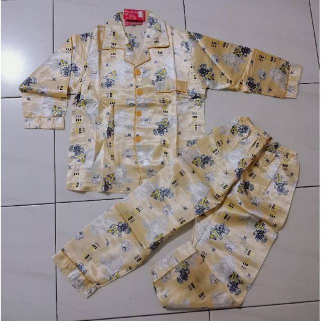 SET PIYAMA ANAK SATIN PANJANG