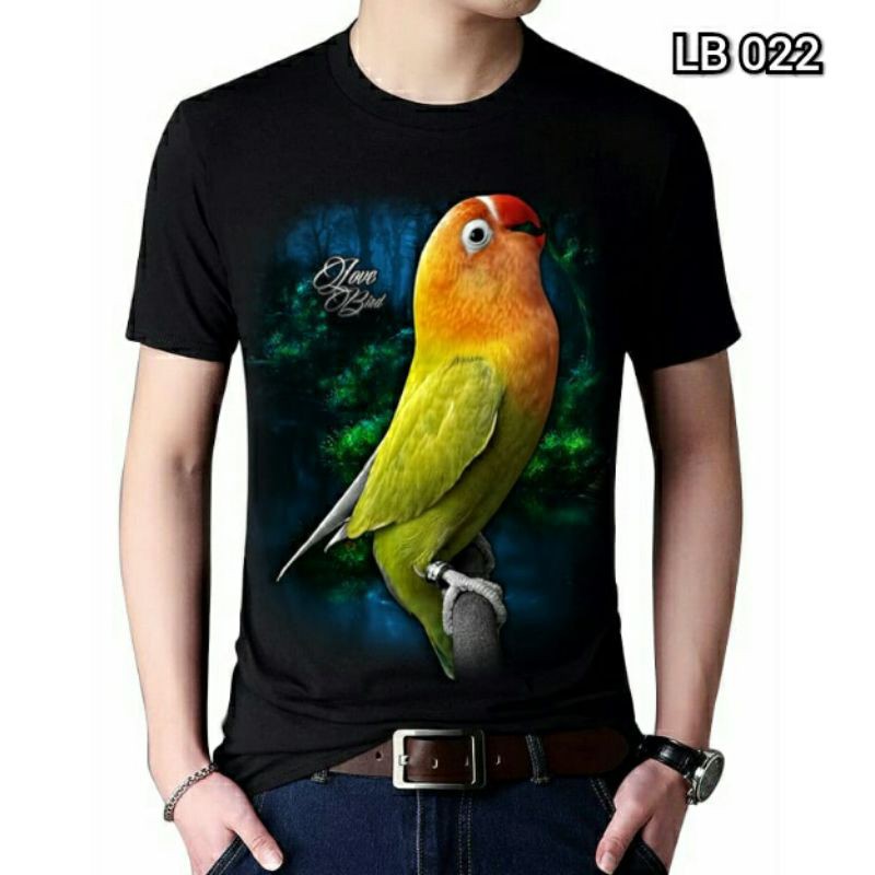 Kaos Pria Lengan Pendek / Burung Lovebird LB-22 / Shalch Trendy