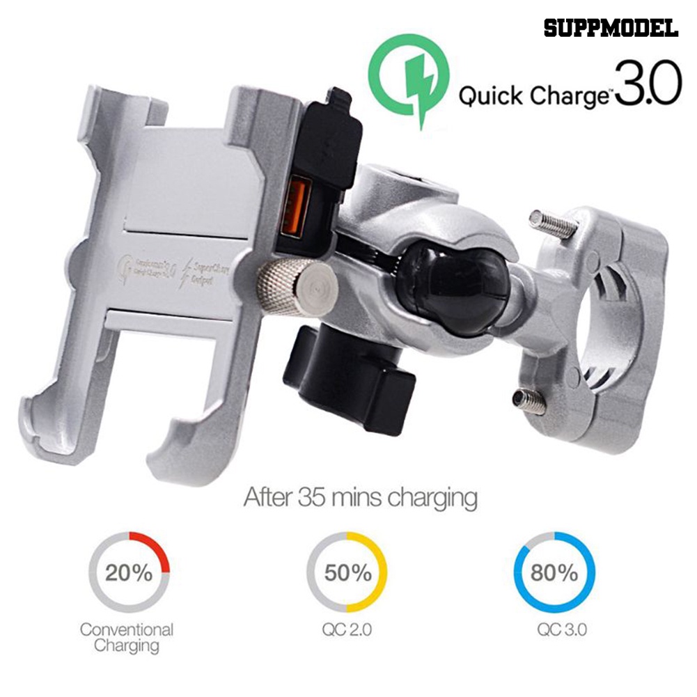 Sdl Stand Dudukan Handphone + Port Charger USB 3.0 Quick Charging Untuk Setang Motor