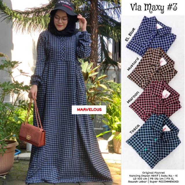 Gamis kotak flanel