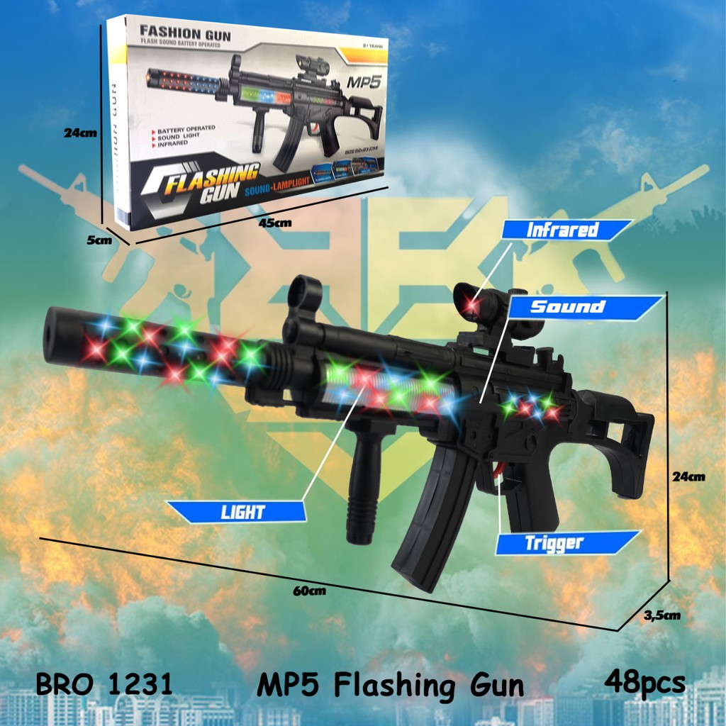 MURAH BRO1231 BRO1360 MP5 Mainan Anak Pistol Pistolan Tembak Tembakan Bunyi Suara Baterai BIGBANG