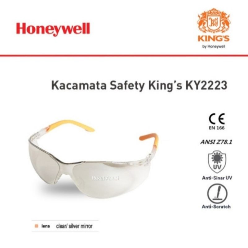 King's KY 2223 Kacamata safety King's Clear-Silver-Miror Kacamata Honeywell