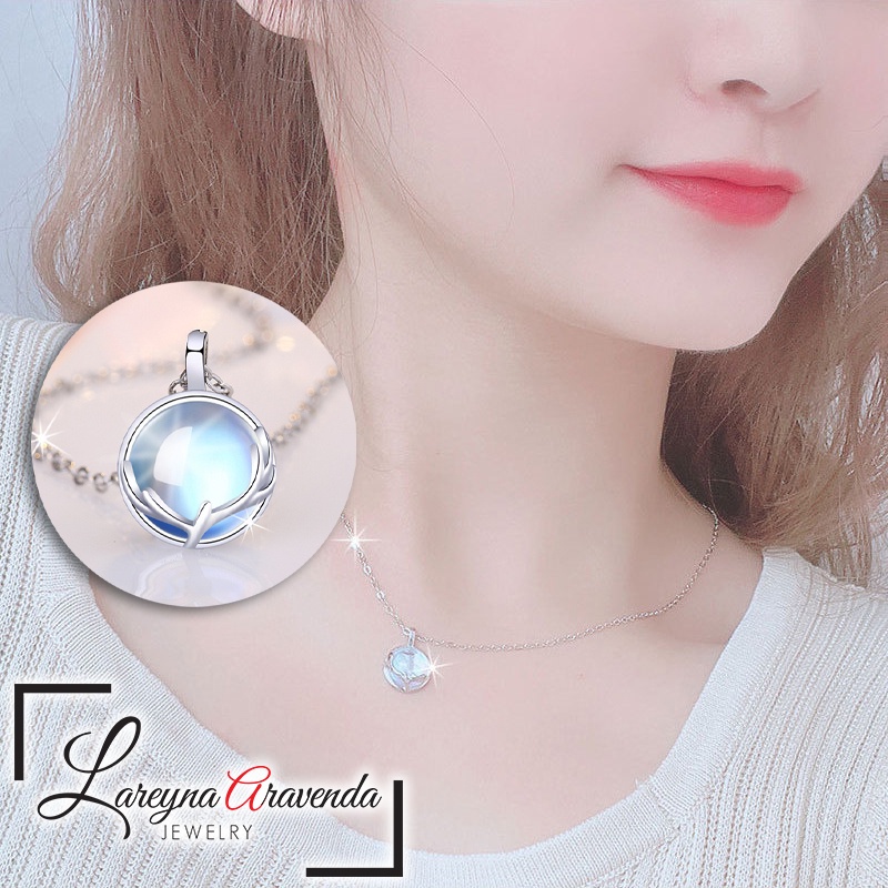Lareyna Aravenda Kalung Titanium + Liontin Wanita Model MultiBlue Planet KL030