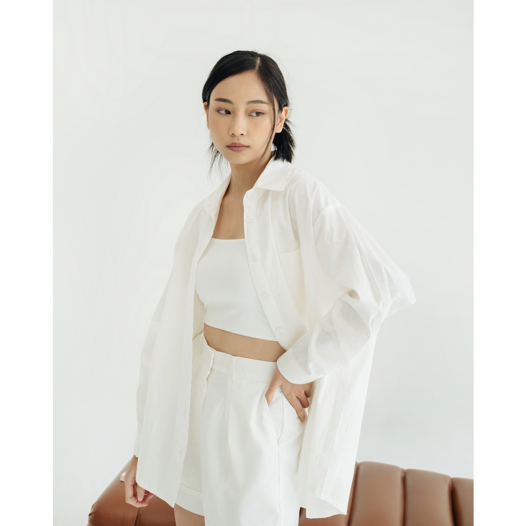 SURRELL - Sharon Oversize Boyfriend Linen Shirt