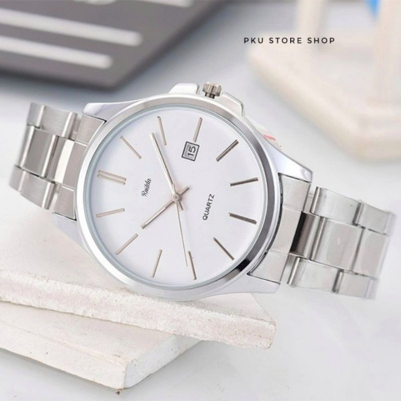 Jam tangan pria rd_3688 Water resistant fashion pria Free box dan batrai  JAM TANGAN pria rantai stainlis stel