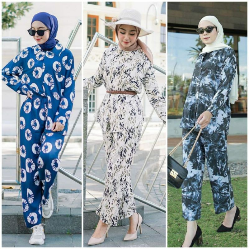 Setcel Rhea Homey Set Homewear - Piyama Setelan Katun Rayon Tie Dye Jumbo